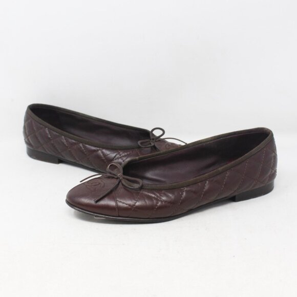 CHANEL #R6JZQ8 Aged Ballet Flats Size 37.5 - Picture 1 of 9